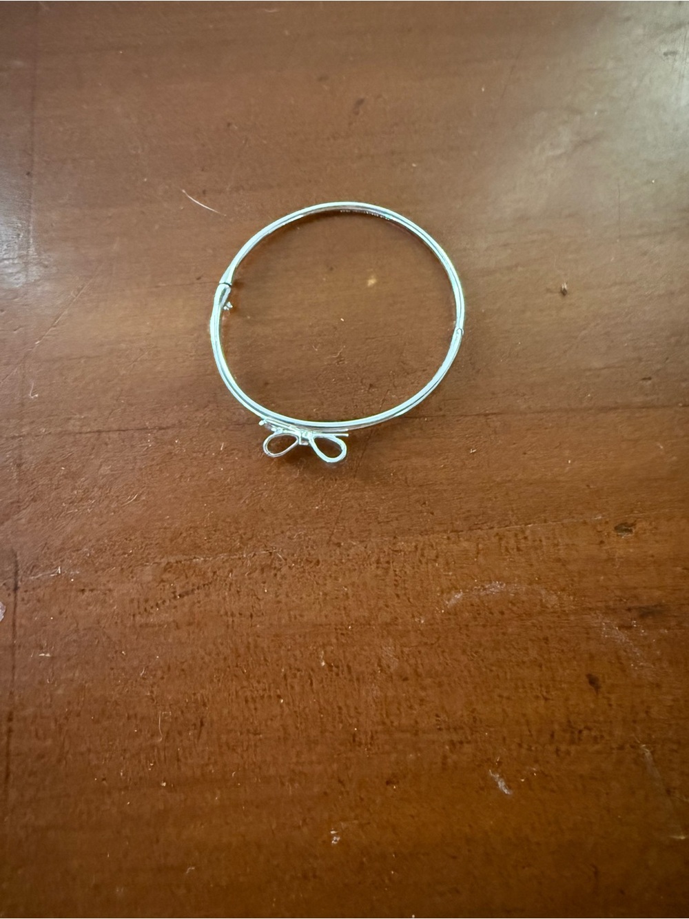 Delicate Silver Bow Ribbon Bangle Bracelet Charm Coquette